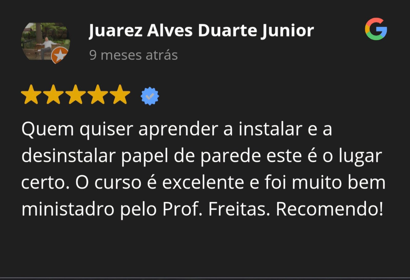 Curso de Instalação de Papel de parede Depoimento Aluno Juarez